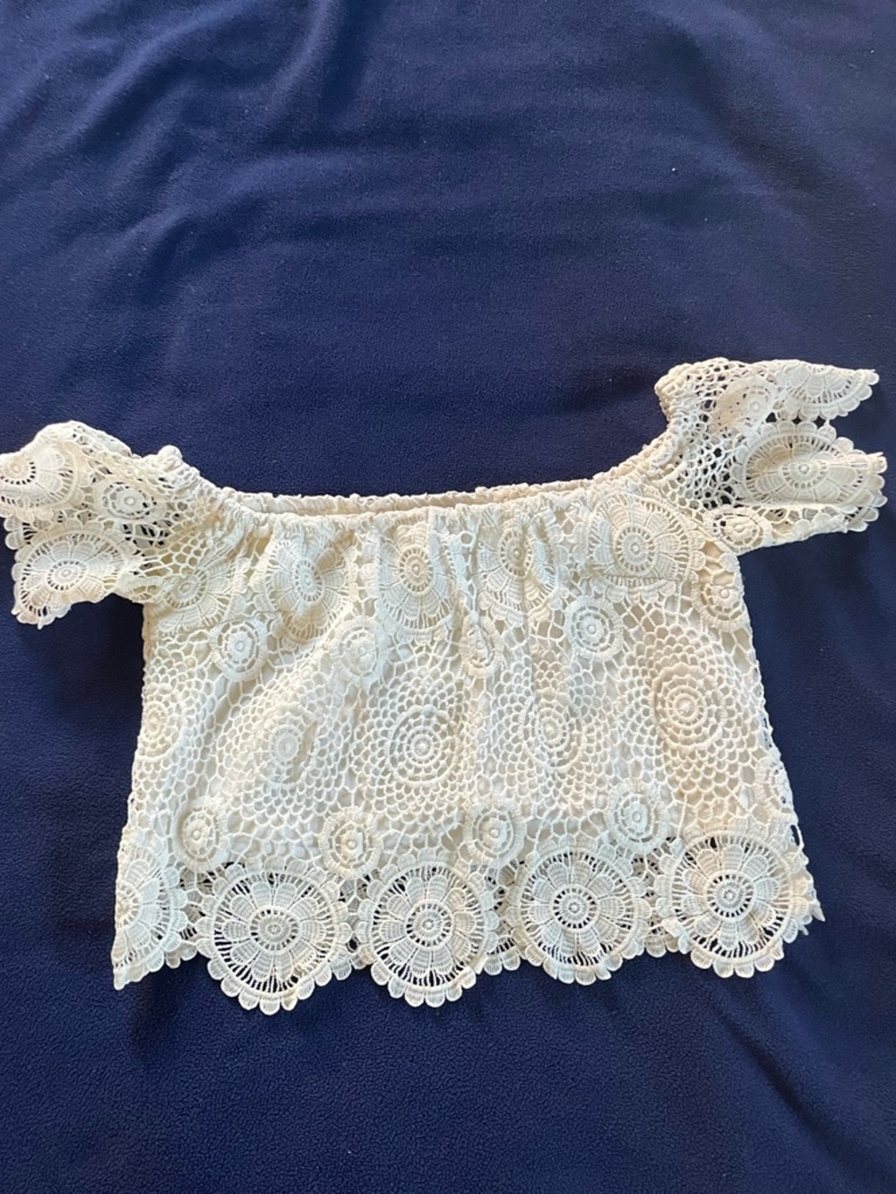 Off-Shoulder White Crochet Lace Women's Top